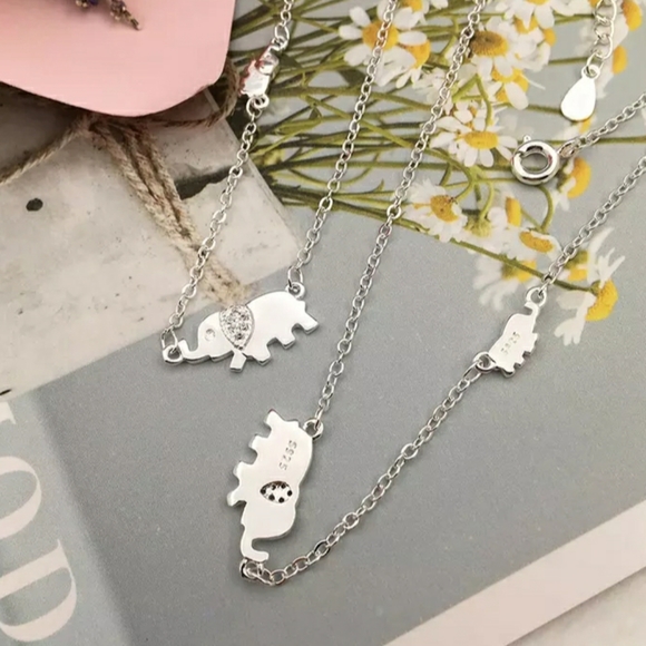 NEW 925 STERLING SILVER PLATED ELEPHANT NECKLACE - Picture 3 of 5